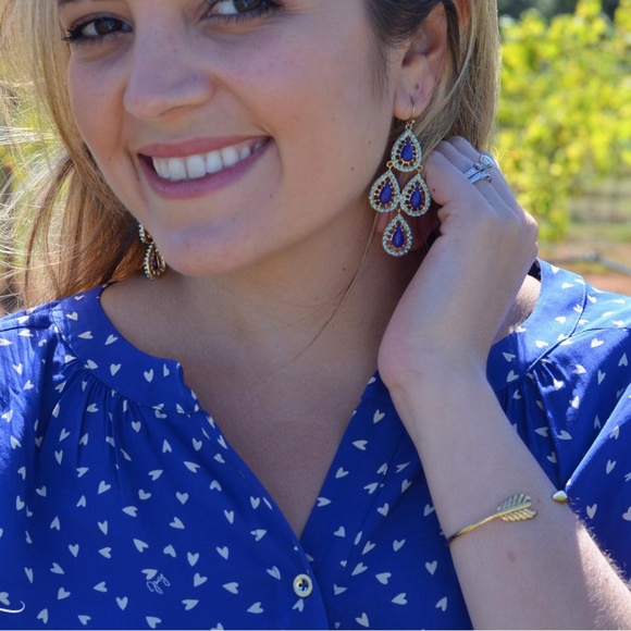 Stella & Dot | Ocean Seychelles Cobalt Blue + Sea Green Chandelier DropEarrings - Picture 2 of 4